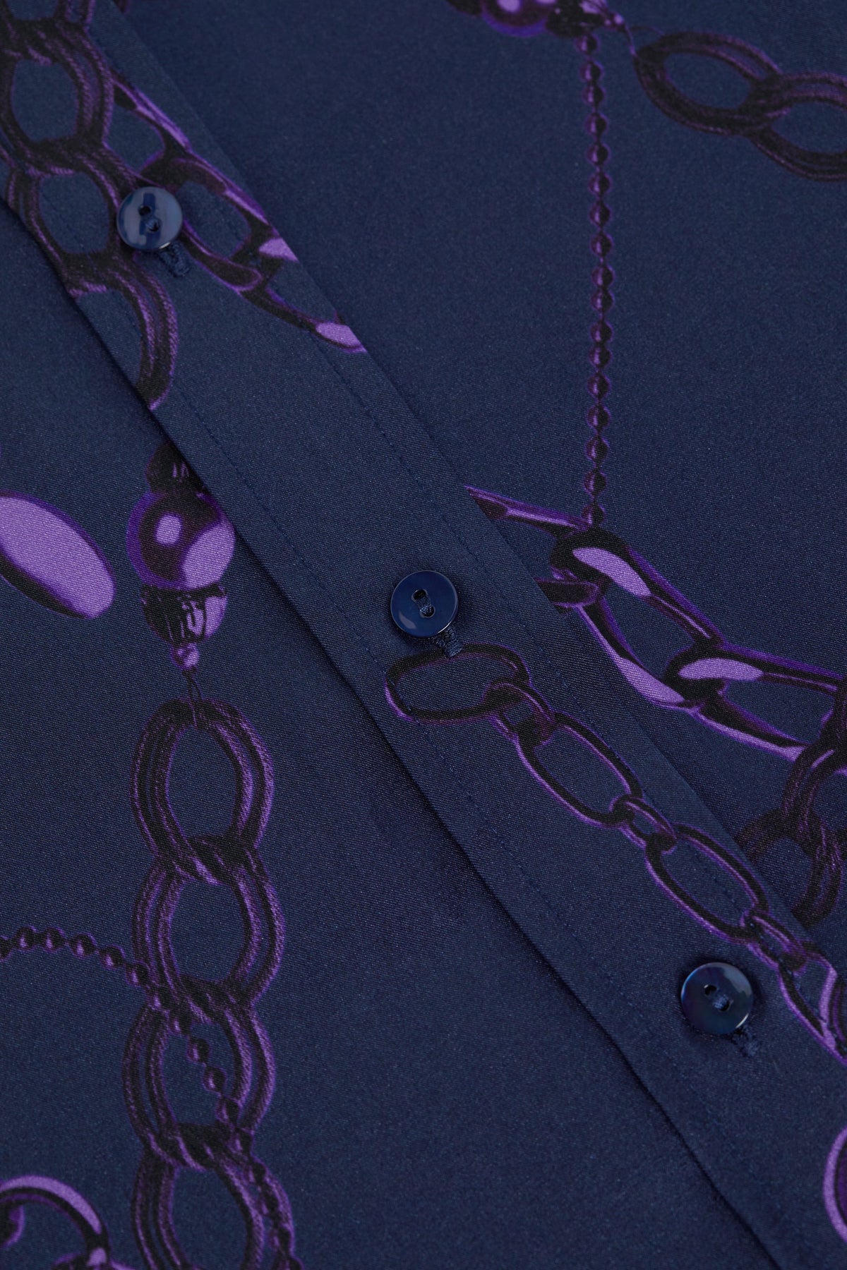 Dani Silk Blouse - Midnight/Purple Sketch Chain