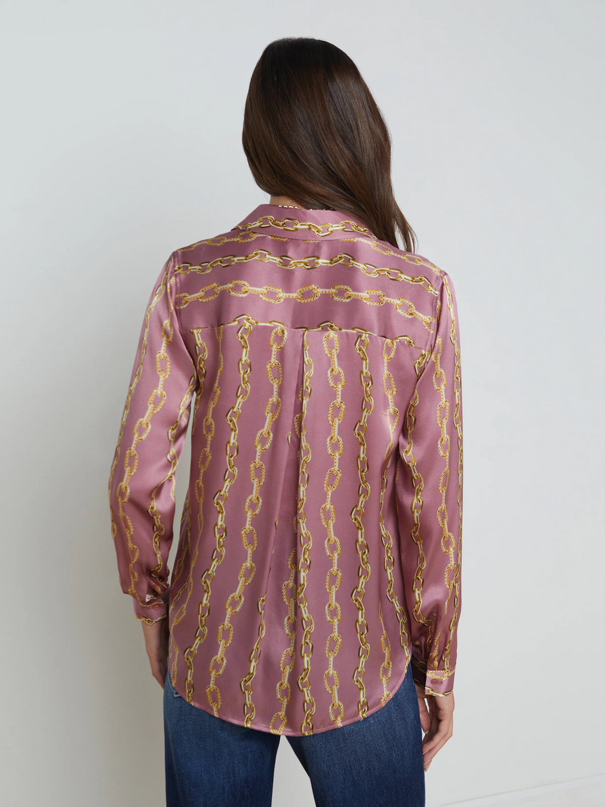 Tyler Blouse - Mauve Rose Metallic Chain