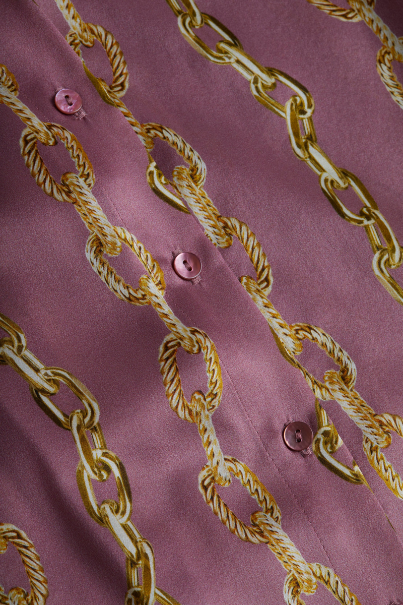 Tyler Blouse - Mauve Rose Metallic Chain