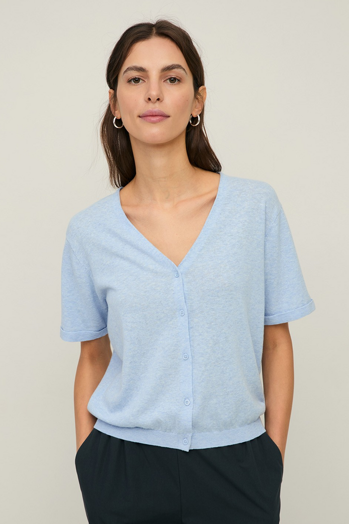 V-Neck Cardigan - Light Sky Blue