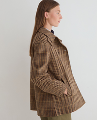 Short Double Breasted Handmade Coat - Houndstooth