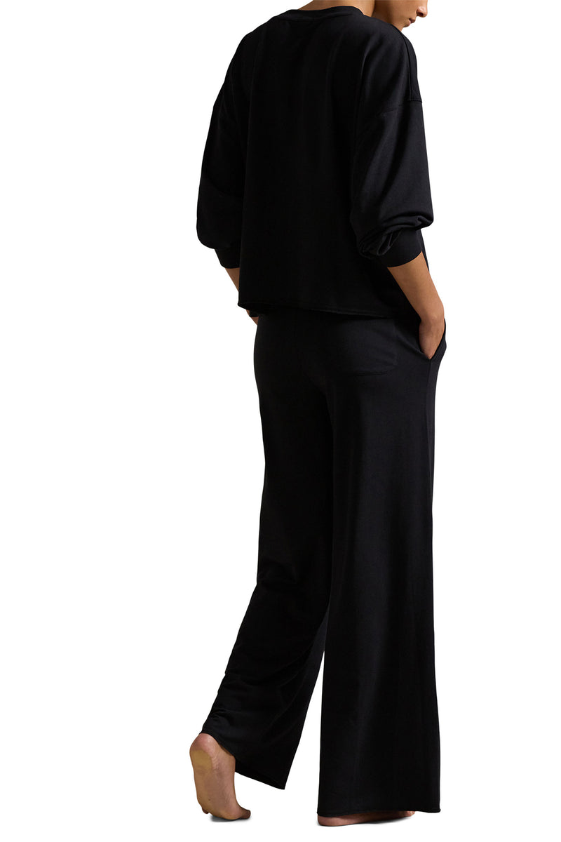 Club Terry Crew/Wide Leg Set - Polo Black