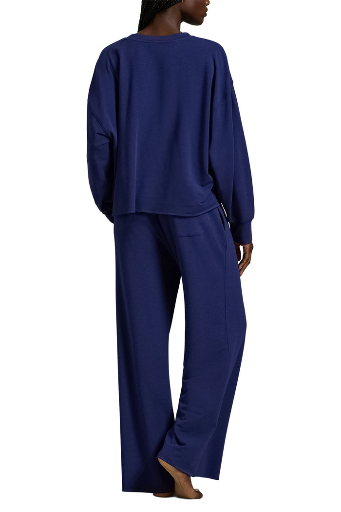 Club Terry Crew/Wide Leg Set - Navy