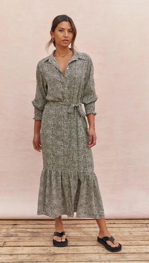 Alina Shirt Dress - Khaki Print