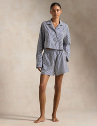 Crop & Boxer PJ Set - White Cloud Beach Blue