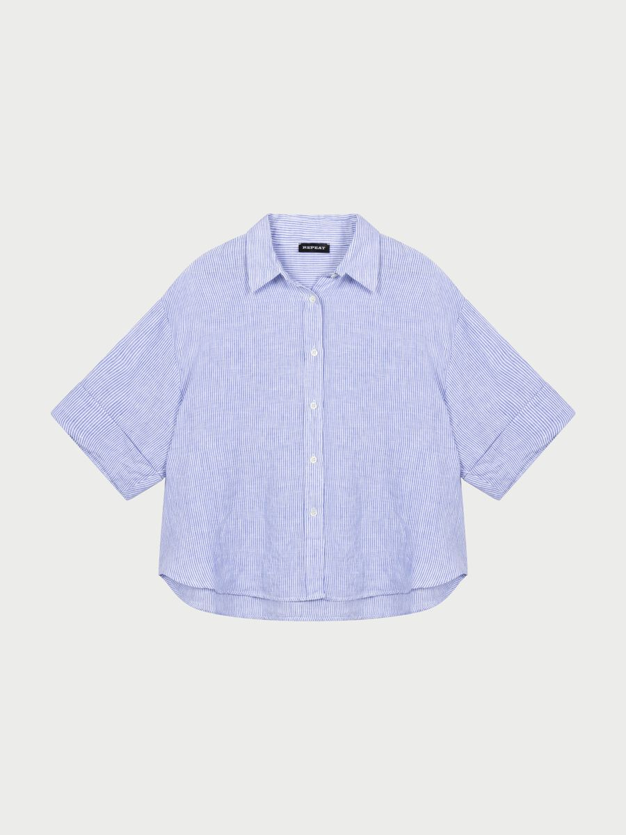 Linen Woven Blouse - Blue