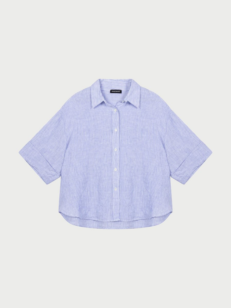 Linen Woven Blouse - Blue