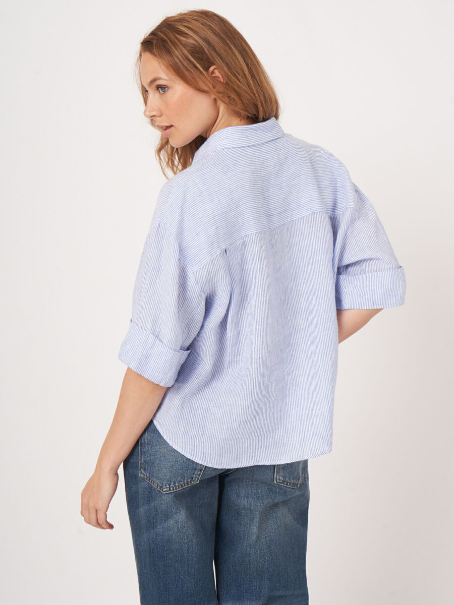 Linen Woven Blouse - Blue