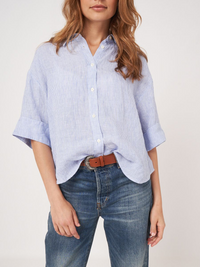 Linen Woven Blouse - Blue