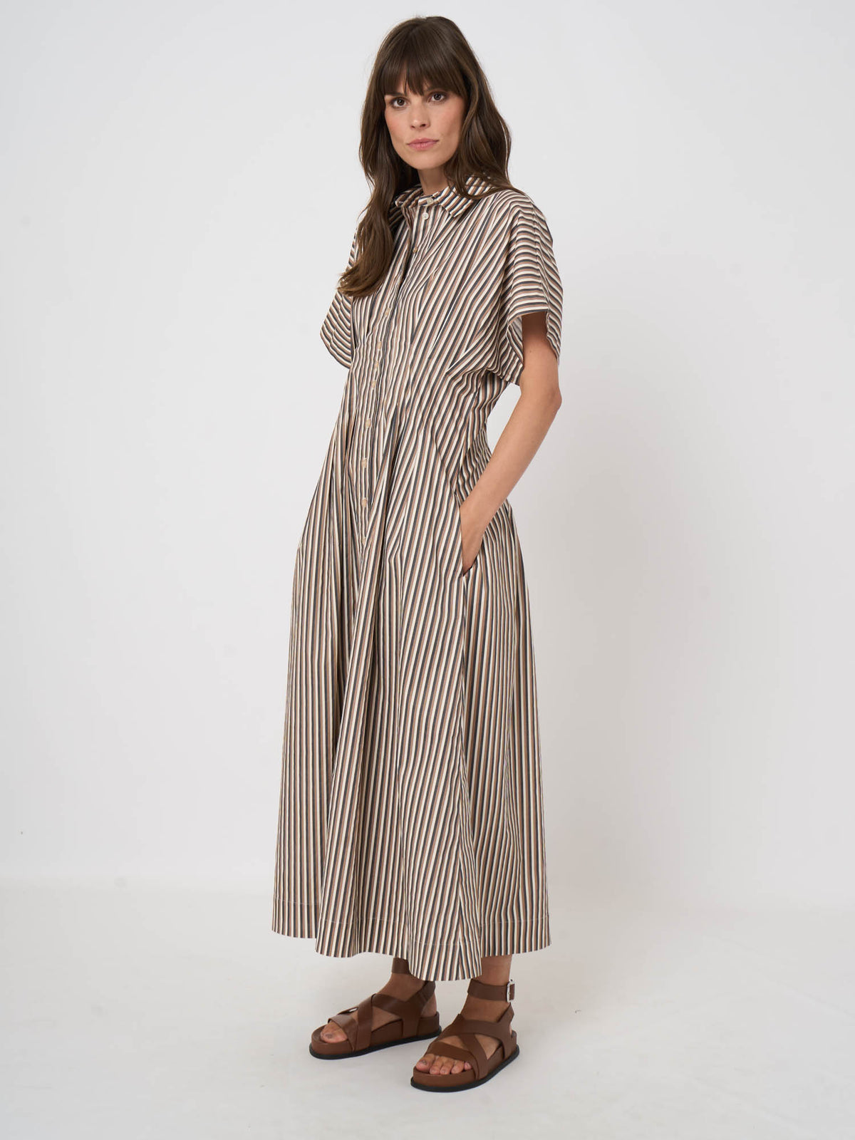 600738 Woven Dress - Chestnut