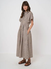 600738 Woven Dress - Chestnut