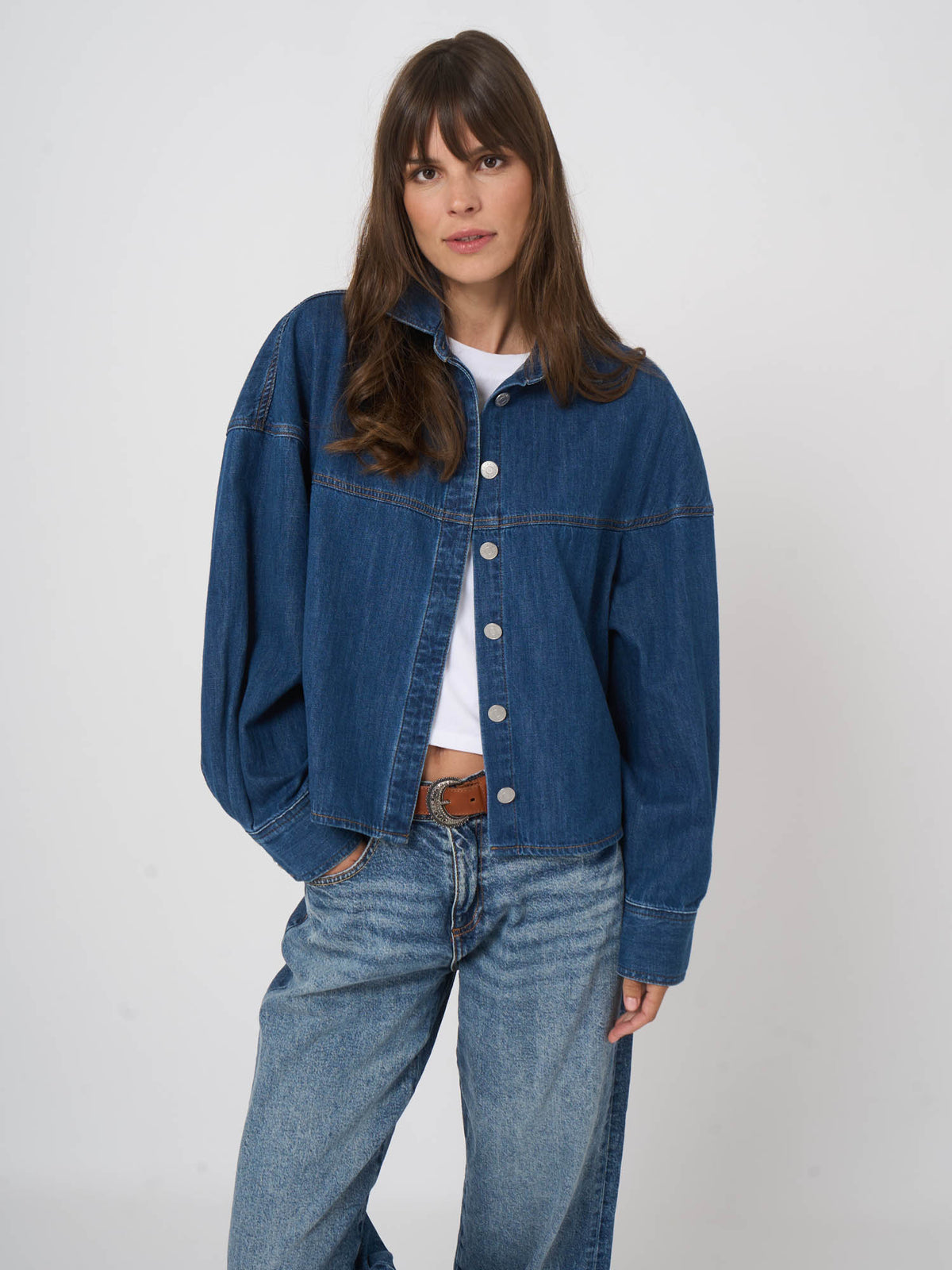 600742 Woven Blouse - Dark Denim