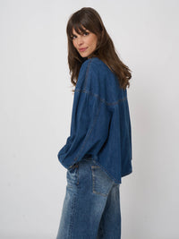 600742 Woven Blouse - Dark Denim
