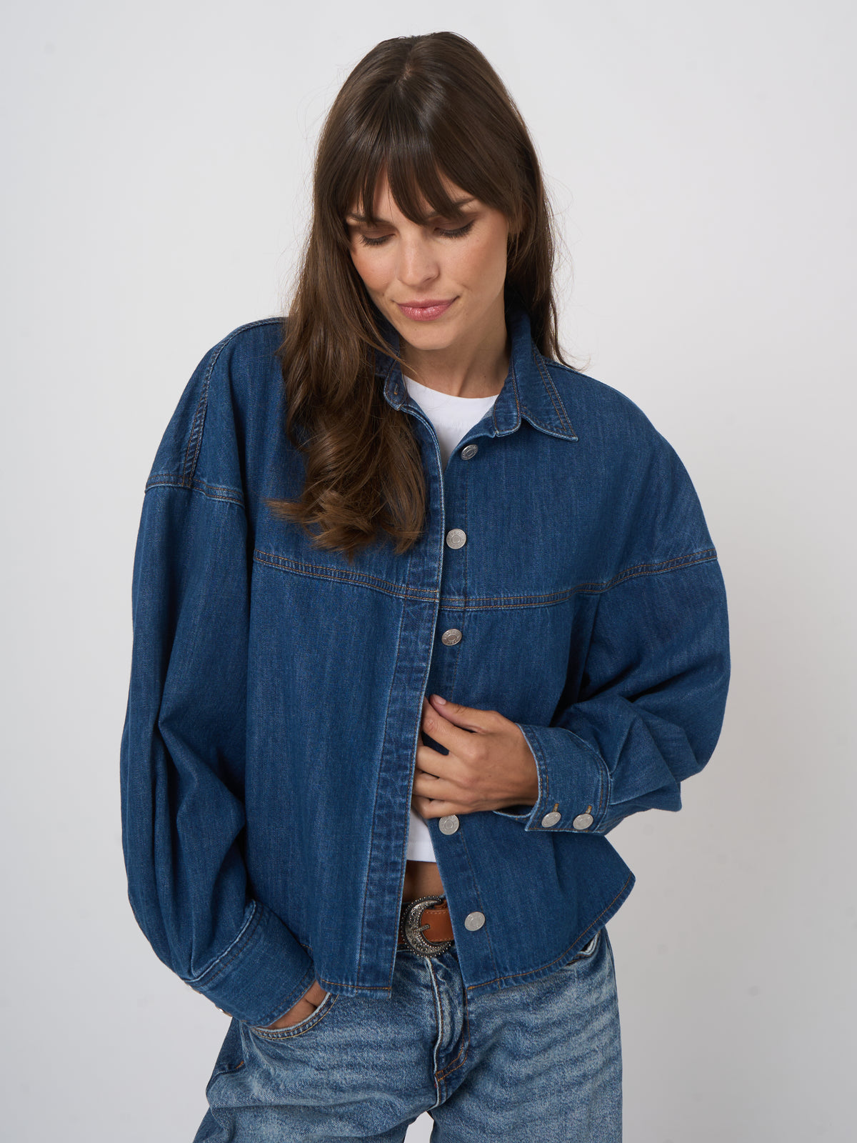 600742 Woven Blouse - Dark Denim