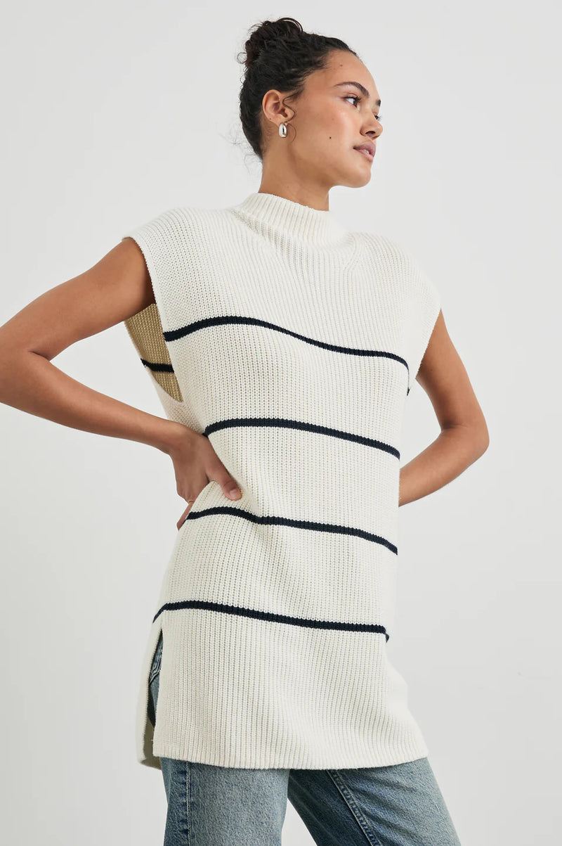 Etta Sweater - Ivory Navy Stripe