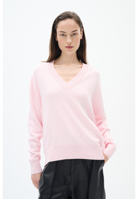 Foster V-Neck - Pale Pink Melange