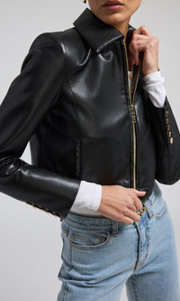 Lola Vegan Leather Jacket - Black