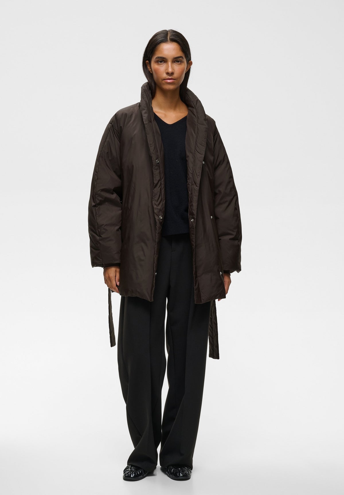 Zinnah Short Cocoon Coat - Chocolate Brown