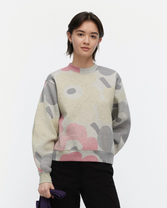 Trilce Unikko Kioski Sweatshirt - Grey Melange/Pink/Yellow