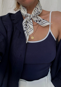 Paisley Scarf - Cream & Navy