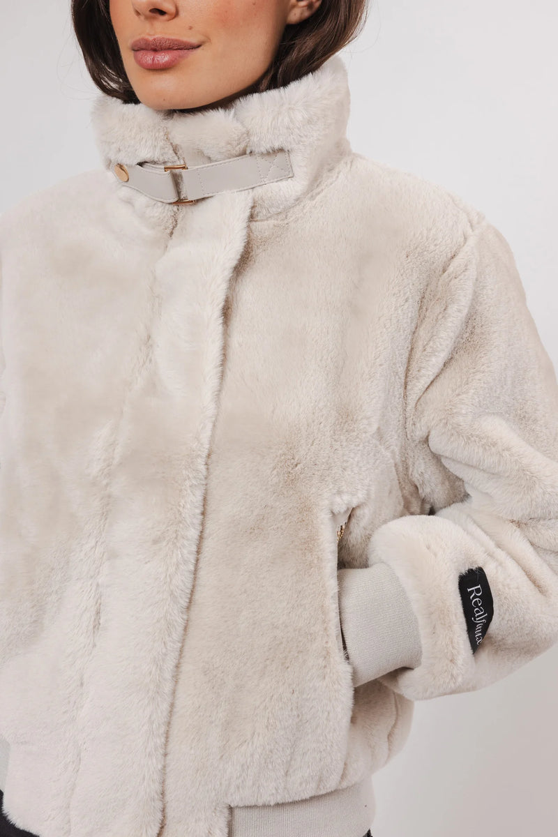 Ambra Short Fake Fur Jacket - Birch