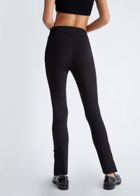 High Rise Trousers With Slit - Nero