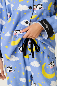 Cows Jumping Over The Moon Flannel PJ Set - Peri
