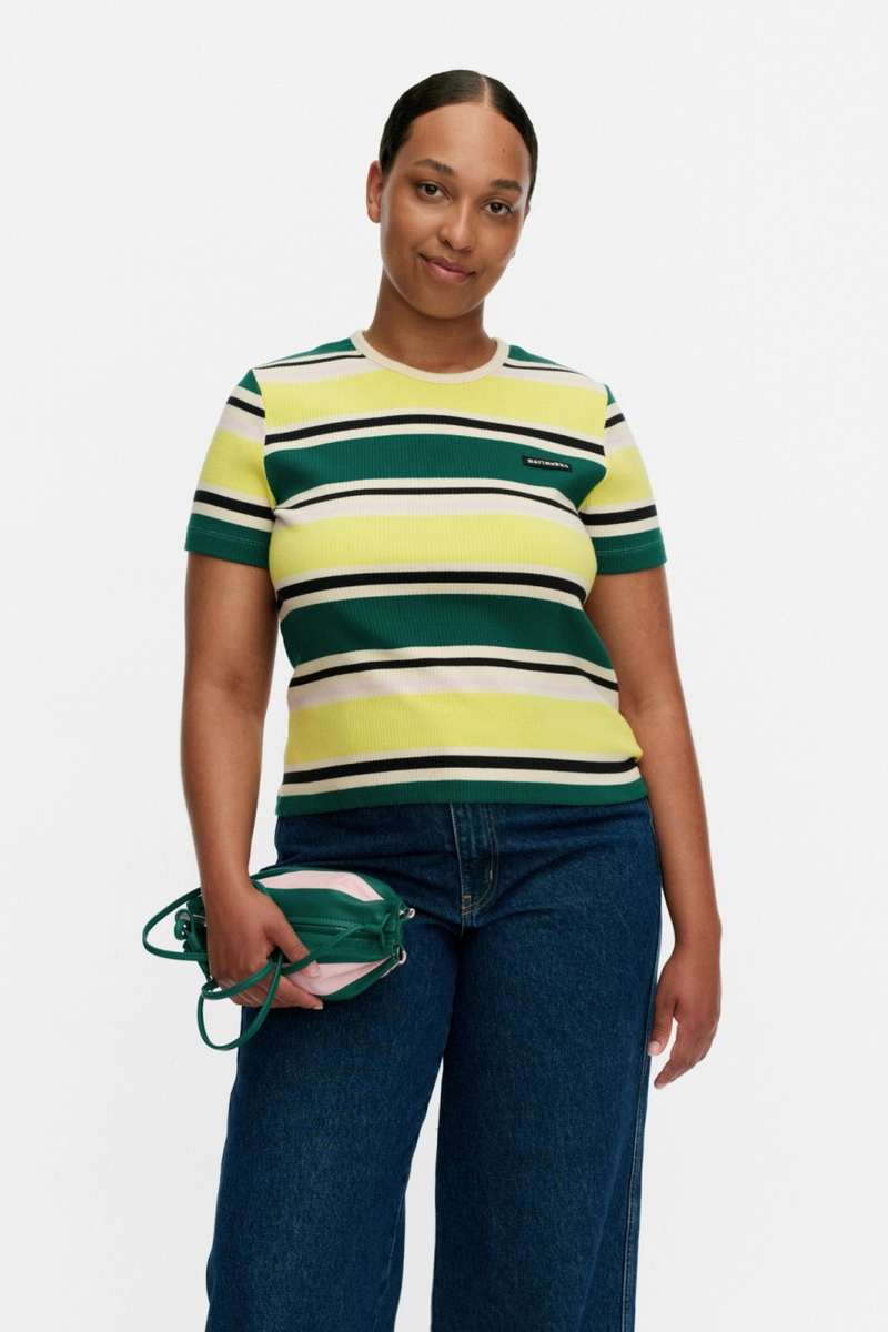 Spurtti Helvi T-Shirt - Dark Green Yellow Black