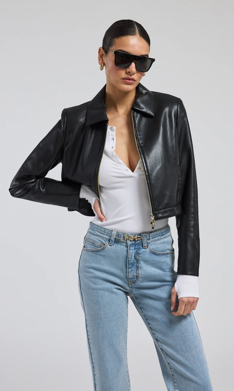 Lola Vegan Leather Jacket - Black