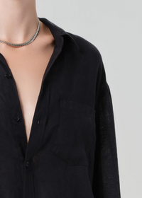Kayla Shrunken Shirt Linen - Black