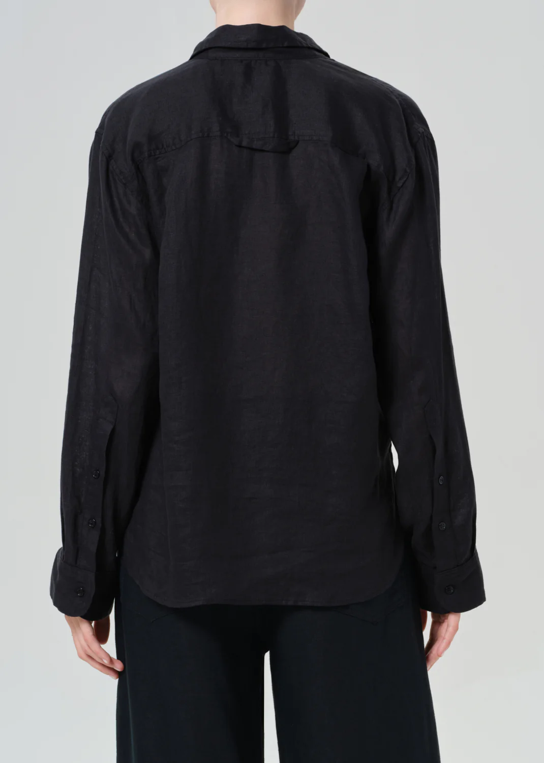 Kayla Shrunken Shirt Linen - Black