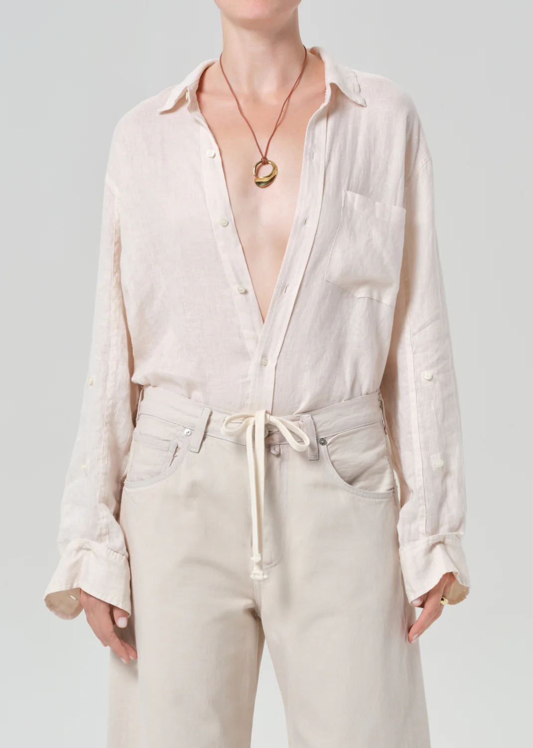 Kayla Shrunken Shirt - Pale Stone