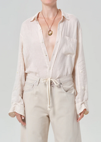 Kayla Shrunken Shirt - Pale Stone
