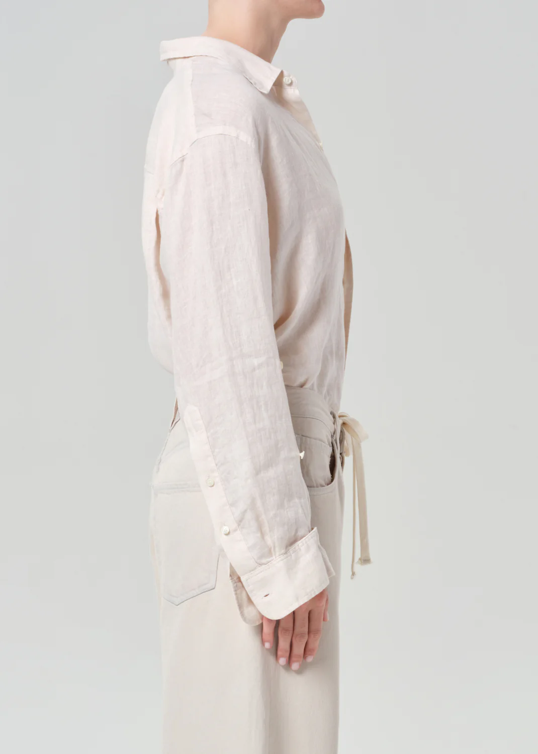 Kayla Shrunken Shirt - Pale Stone