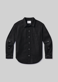 Kayla Shrunken Shirt Linen - Black