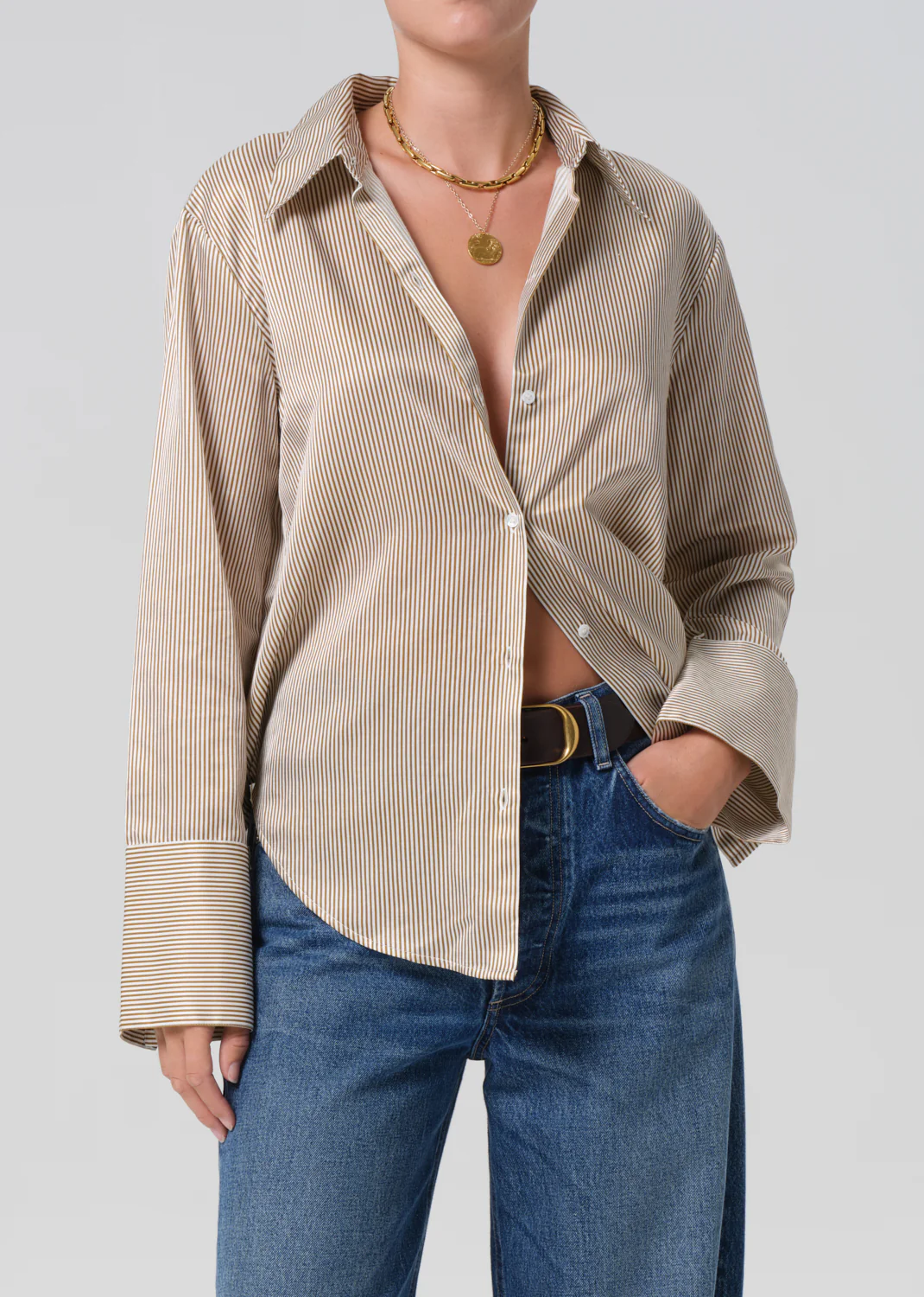 Camila Shirt - Bronze Stripe