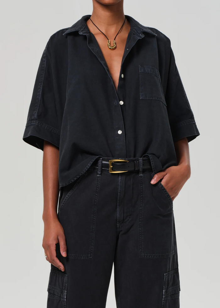 Claire Origami Shirt - Washed Black