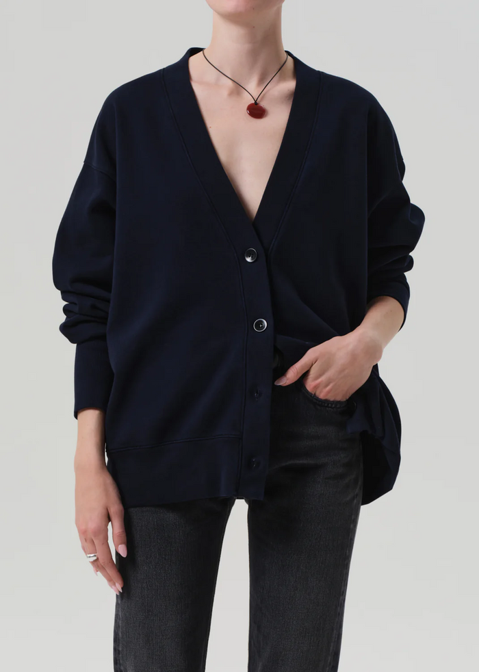 Fleece Cardigan - Navy