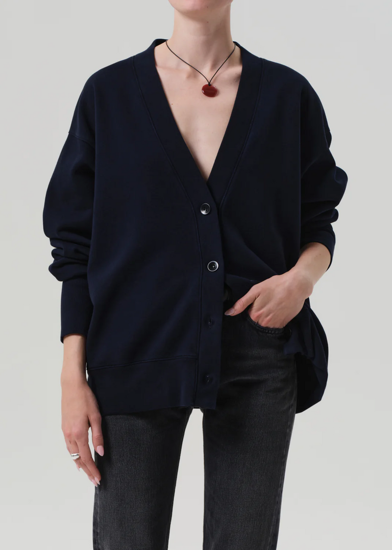 Fleece Cardigan - Navy