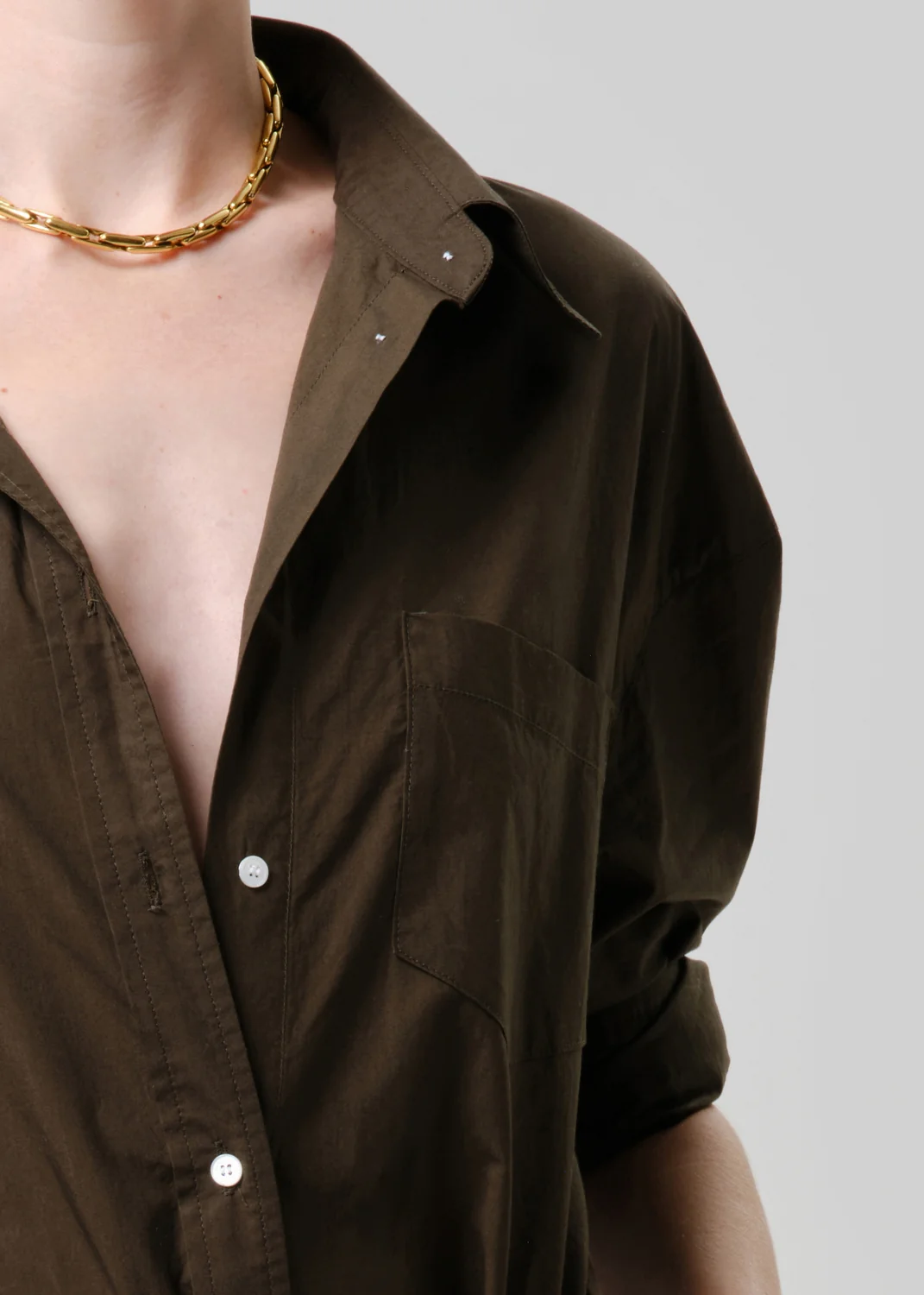Thea Boyfriend Shirt - Dark Olive