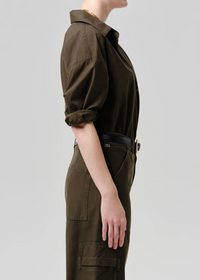 Thea Boyfriend Shirt - Dark Olive