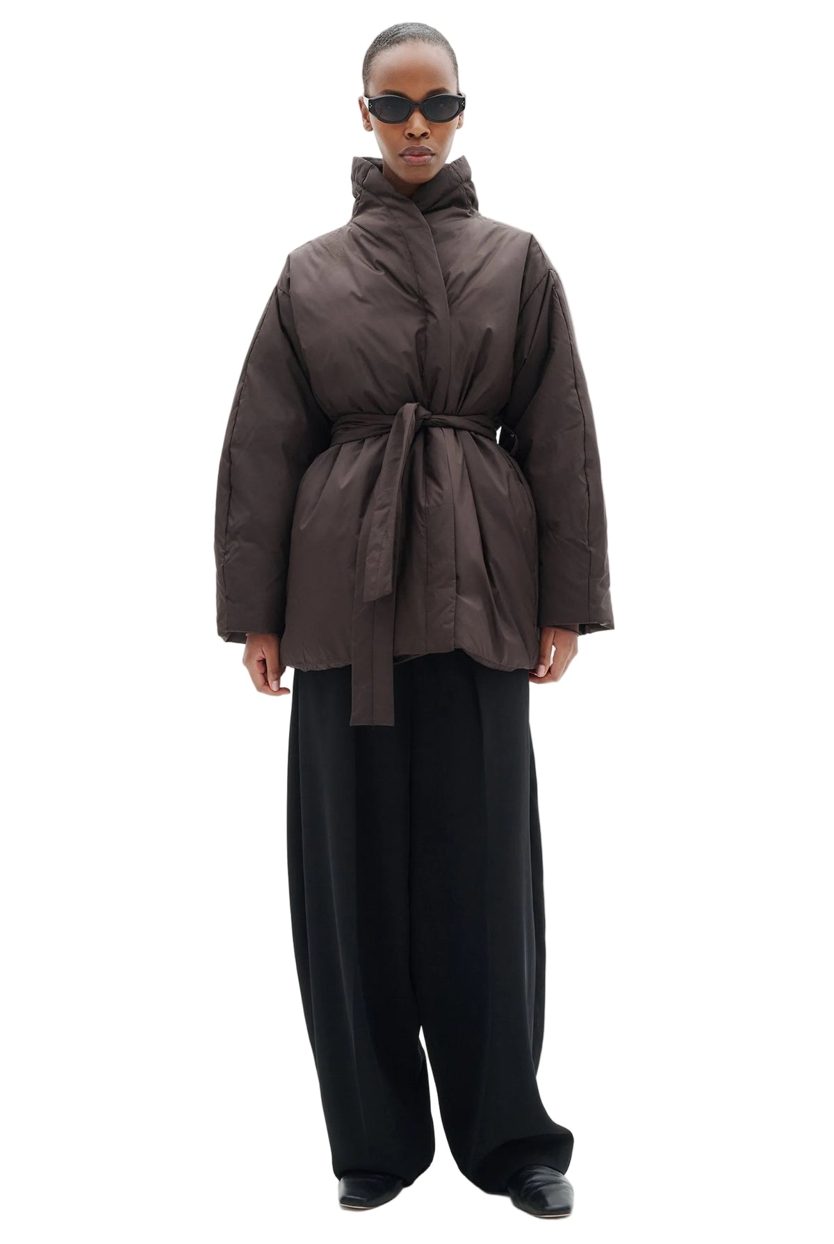Zinnah Short Cocoon Coat - Chocolate Brown