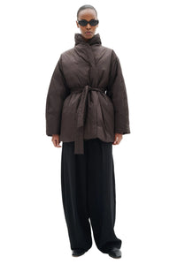 Zinnah Short Cocoon Coat - Chocolate Brown