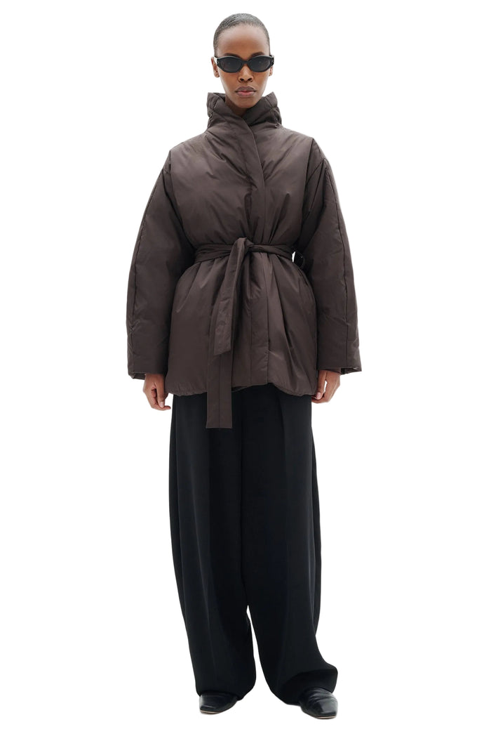 Zinnah Short Cocoon Coat - Chocolate Brown