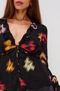 Alixa Top - Onyx Blurred Floral