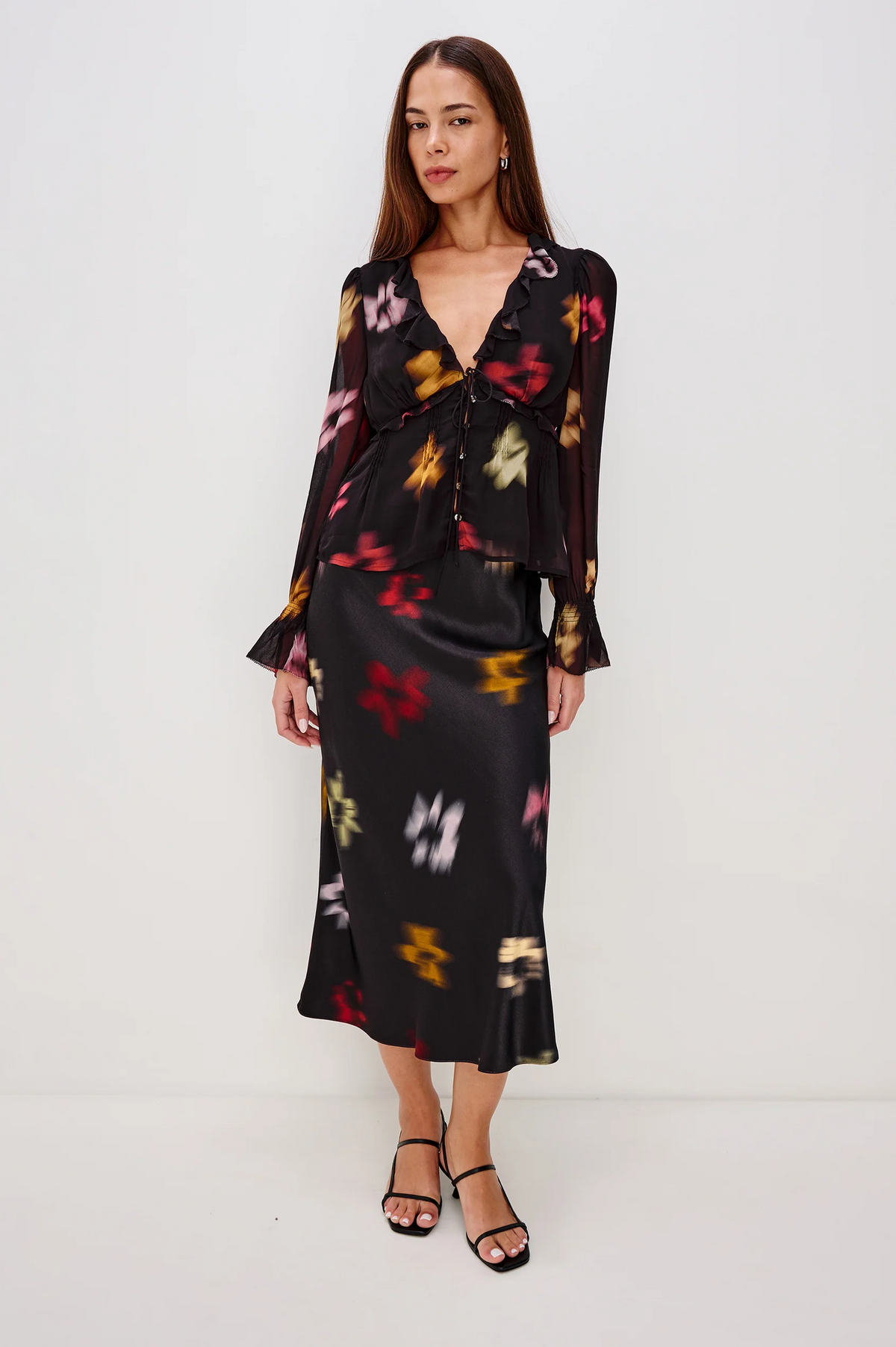 Alixa Top - Onyx Blurred Floral