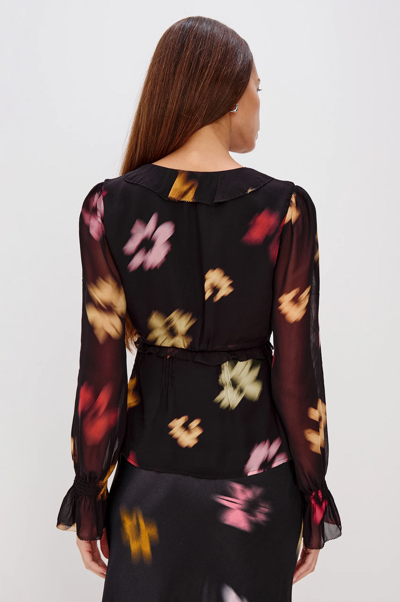 Alixa Top - Onyx Blurred Floral