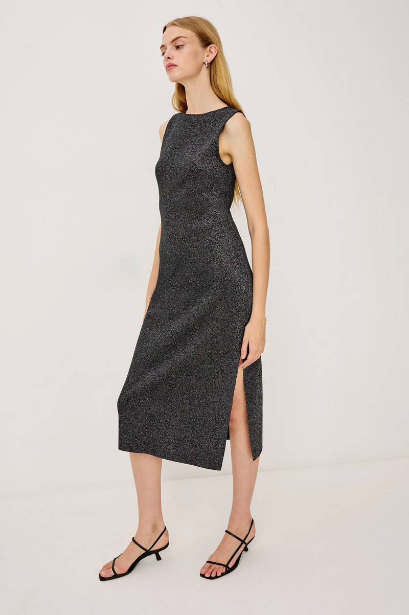 Alora Dress - Gunmetal Lurex
