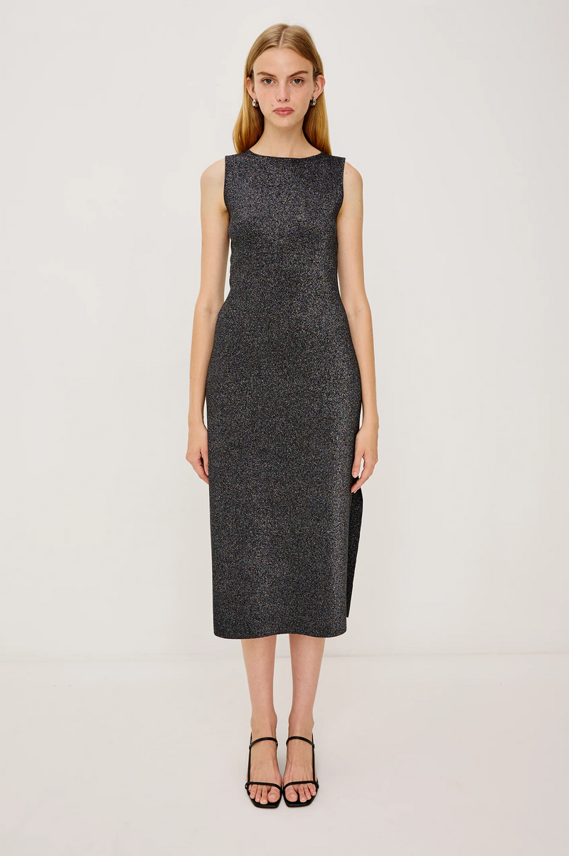 Alora Dress - Gunmetal Lurex