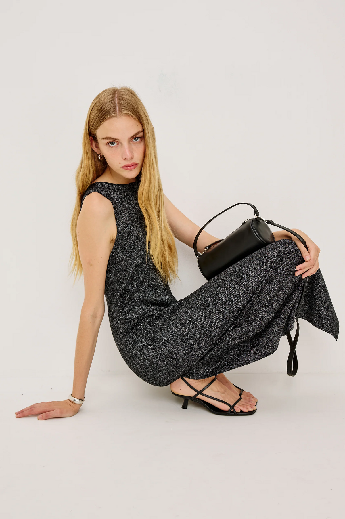 Alora Dress - Gunmetal Lurex